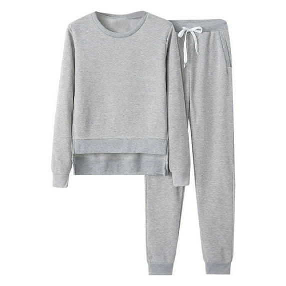 Henpk Sweatshirt For Women Womens Plus Size Clearance Under 10 Women Sweatsuits 2 Piece Outfits Crew Neck Sweatshirt Sweatpant Tracksuit Fall Irregular Hem Pullover Lounge Sets