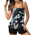thumbnail image 1 of Henpk Tankini Swimsuits for Women Plus Size Two Piece Tummy Control Loose Fit Floral Printed Modest Two Piece Bathing Suits New Trending 2024 Summer Savings Clearance White L, 1 of 9