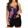 thumbnail image 1 of Henpk Tankini Swimsuits for Women Plus Size Two Piece Tummy Control Loose Fit Floral Printed Modest Two Piece Bathing Suits New Trending 2024 Summer Savings Clearance Purple XL, 1 of 7