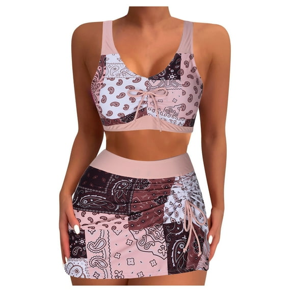 Henpk Tankini Swimsuits for Women Plus Size Two Piece Tummy Control Loose Fit Floral Printed Modest Two Piece Bathing Suits on Clearance Pink L