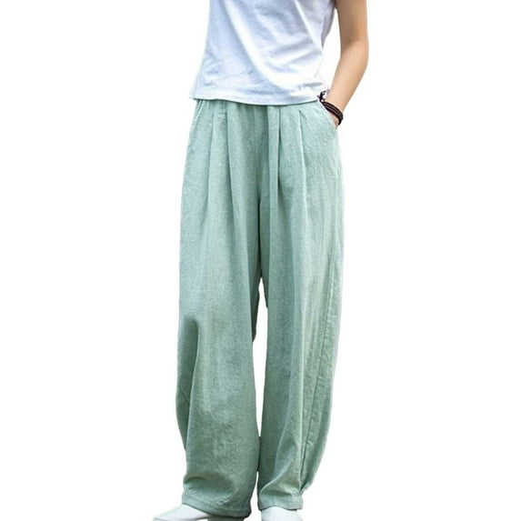 Henpk Womens Cotton Linen Bermuda Shorts Yoga Pants Tummy Control Workout Gym Shorts Loose Fit Casual Pants Elastic Waist Summer Beach Trousers Ladies Active Athletic Zipper Pockets Green M