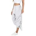 thumbnail image 1 of Henpk Womens Cotton Linen Bermuda Shorts Yoga Pants Tummy Control Workout Gym Shorts Loose Fit Casual Pants Elastic Waist Summer Beach Trousers Ladies Active Athletic Zipper Pockets White XXXL, 1 of 7
