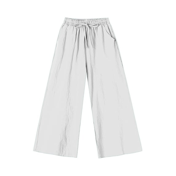 Henpk Womens Cotton Linen Bermuda Shorts Yoga Pants Tummy Control Workout Gym Shorts Loose Fit Casual Pants Elastic Waist Summer Beach Trousers Ladies Active Athletic Zipper Pockets White M
