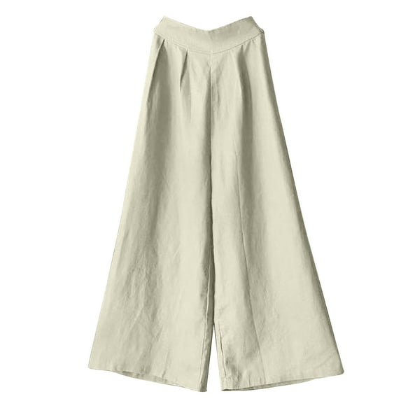 Henpk Womens Cotton Linen Bermuda Shorts Yoga Pants Tummy Control Workout Gym Shorts Loose Fit Casual Pants Elastic Waist Summer Beach Trousers Ladies Active Athletic Zipper Pockets Beige XXXL