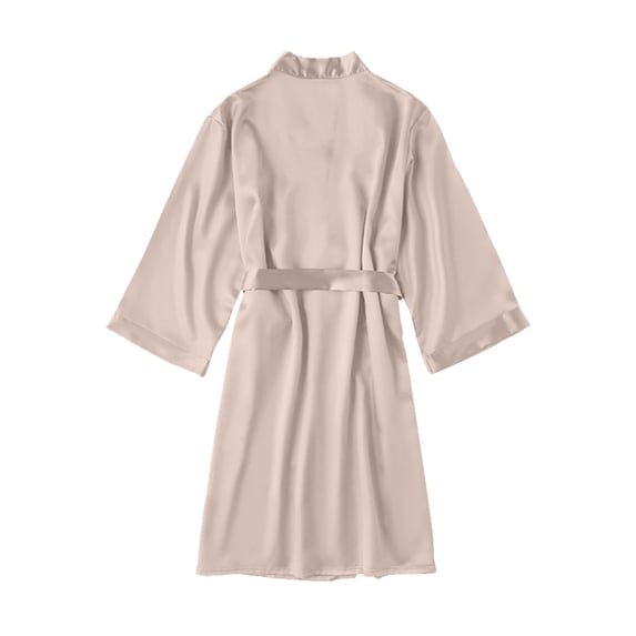 Henpk Womens Dresses Spring Summer Plus Size Casual Satin Silk Pajamas Cardigan Nightdress Bathrobe Ladies Robes Underwear Sleepwear Beige L