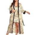 thumbnail image 1 of Henpk Womens Dresses Spring Summer Plus Size Casual Satin Silk Pajamas Cardigan Nightdress Bathrobe Ladies Robes Underwear Sleepwear Beige XXL, 1 of 3