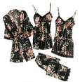 thumbnail image 1 of Henpk Womens Dresses Spring Summer Plus Size Casual Satin Silk Pajamas Cardigan Nightdress Bathrobe Ladies Robes Underwear Sleepwear Black XL, 1 of 9