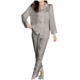 thumbnail image 1 of Henpk Womens Dresses Spring Summer Plus Size Casual Satin Silk Pajamas Cardigan Nightdress Bathrobe Ladies Robes Underwear Sleepwear Brown XL, 1 of 5
