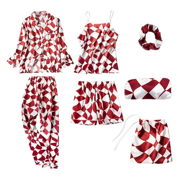 Henpk Womens Dresses Spring Summer Plus Size Casual Satin Silk Pajamas Cardigan Nightdress Bathrobe Ladies Robes Underwear Sleepwear Red M