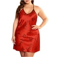 thumbnail image 1 of Henpk Womens Dresses Spring Summer Plus Size Casual Satin Silk Pajamas Cardigan Nightdress Bathrobe Ladies Robes Underwear Sleepwear Red XXXXL, 1 of 3