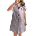 thumbnail image 1 of Henpk Womens Dresses Spring Summer Plus Size Casual Satin Silk Pajamas Cardigan Nightdress Bathrobe Ladies Robes Underwear Sleepwear Silver XL, 1 of 4