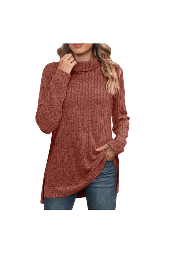 Womens Plus Size Clearance Under 10 2023 Fall Trendy Oversized Turtleneck Sweater for Women Batwing Long Sleeve Knitted Cozy Pullover Sweaters Orange XXL