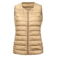 thumbnail image 1 of Henpk Womens Plus Size Clearance Under 10 Puffer Vest Women Sleeveless Winter Cropped Outerwear Warm Puffer Lightweight Stand-up Collar Down with Pockets Beige XXL, 1 of 9