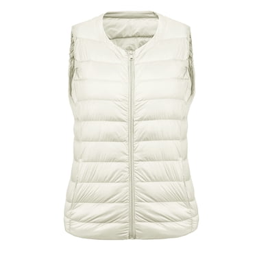 AUTOMET Women's Cropped Puffer Vest - Sleeveless Winter Warm Lightweight Stand Collar Outerwear