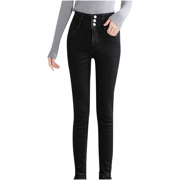 Henpk Womens Plus Size Clearance Under 10 Fashion Women Pants Casual Pocket Slim Leggings Fitness Leggins Length Jeans Black 29