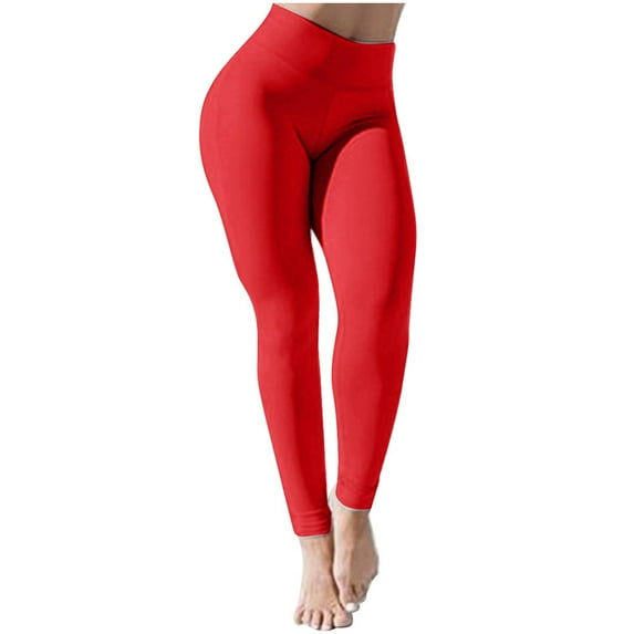 Henpk Womens Plus Size Clearance Under 10 Women Soft High Waist Stretch Pleated Yoga Pants Casual Fitness Leggings Trouser Red M