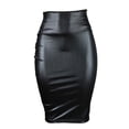 thumbnail image 1 of Henpk Womens Plus Size Clearance Under 10 Women's Half-length Skirt Imitation Leather Wrap Hip Skirt Sexy High Waist Elastic Plus Size Skirt Black XL, 1 of 9
