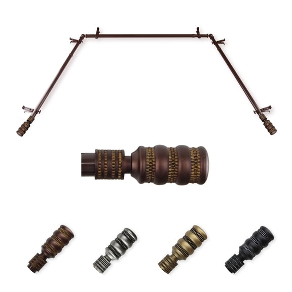 Henri 13/16" Bay Window curtain rod 20"-36", 38"-72" - Cocoa