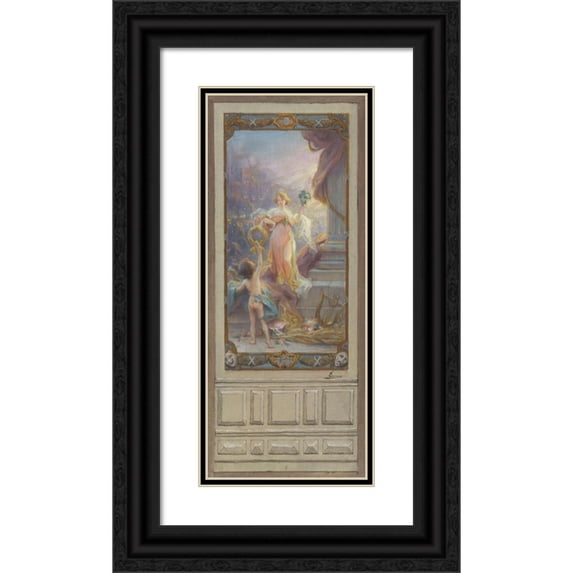Henri Adrien Tanoux 12x24 Black Ornate Framed Double Matted Museum Art Print Titled: Les Theatres (1905 - 1907)