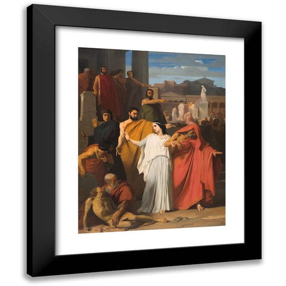 Henri Augustin Gambard 15x18 Black Modern Framed Museum Art Print Titled - Oedipus Going into Exile from Thebes (1843)