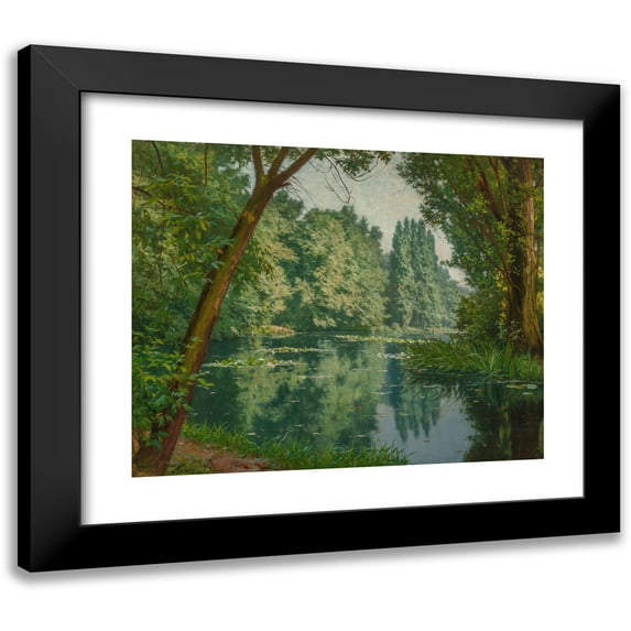 Henri Biva 18x15 Black Modern Framed Museum Art Print Titled - Midsummer Water Lilies