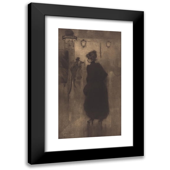 Henri Boutet 10x14 Black Modern Framed Museum Art Print Titled - Parisian Woman (The Effect of the Night) (1893)