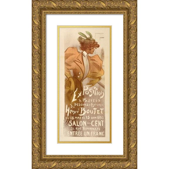 Henri Boutet 12x24 Gold Ornate Framed and Double Matted Museum Art Print Titled - Salon Des Cent (1895)