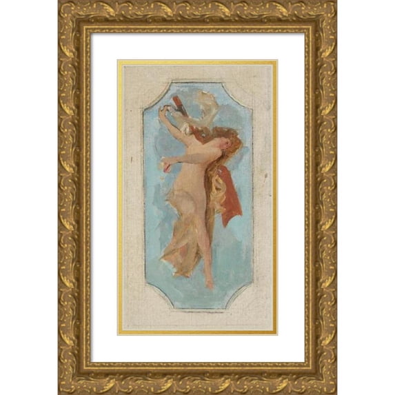 Henri Courselles-Dumont 10x14 Gold Ornate Wood Frame and Double Matted Museum Art Print Titled - Allegory of the Arts (1900 - 1903)
