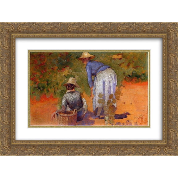Henri Edmond Cross 2x Matted 24x18 Gold Ornate Framed Art Print 'Study for The Grape Pickers'