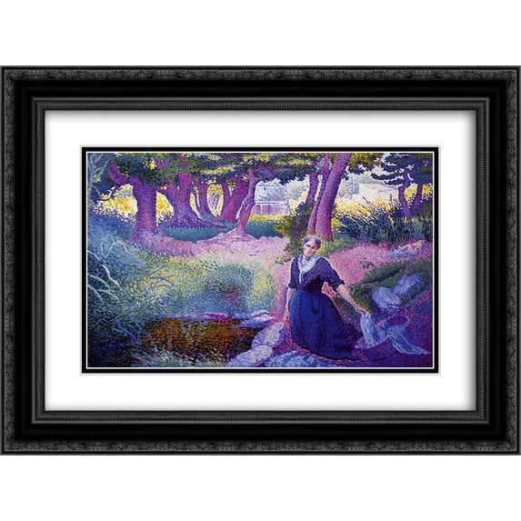 Henri Edmond Cross 2x Matted 24x20 Black Ornate Framed Art Print 'The Washerwoman'