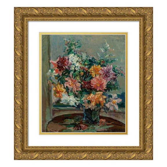 Henri Epstein 12x14 Gold Ornate Wood Frame and Double Matted Museum Art Print Titled - Summer Bouquet (1935)