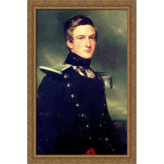 Henri Eugene Philippe Duc d'Aumale, Commander of the 17th Batallion of the Light Infantry 26x40 Large Gold Ornate Wood Framed Canvas Art by Franz Xaver Winterhalter