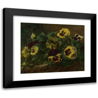 Henri Fantin-Latour 14x12 Black Modern Framed Museum Art Print Titled - Pansies (1903)