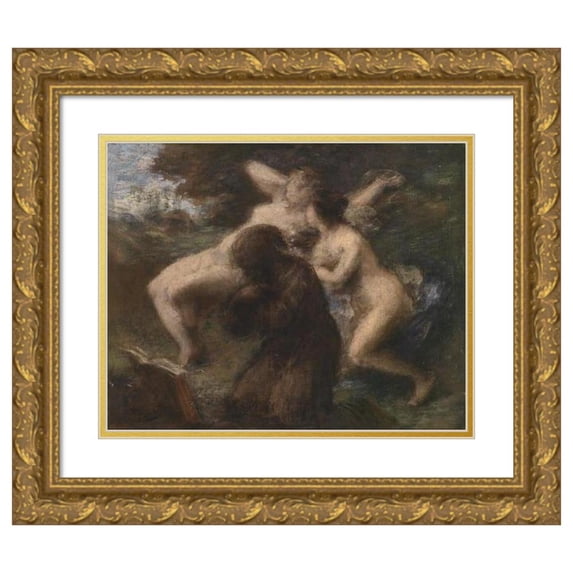 Henri Fantin-Latour 14x12 Gold Ornate Wood Frame and Double Matted Museum Art Print Titled - Temptation of St. Anthony (1893)