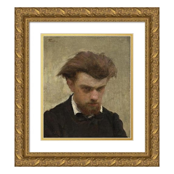 Henri Fantin-Latour 20x23 Gold Ornate Framed and Double Matted Museum Art Print Titled - Self-Portrait (1861)