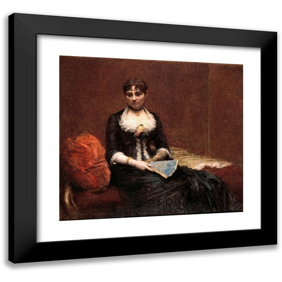 Henri Fantin-Latour 22x20 Black Modern Framed Museum Art Print Titled - Portrait of Madame Leon Maitre (Portrait of Madame Leon Maitre)