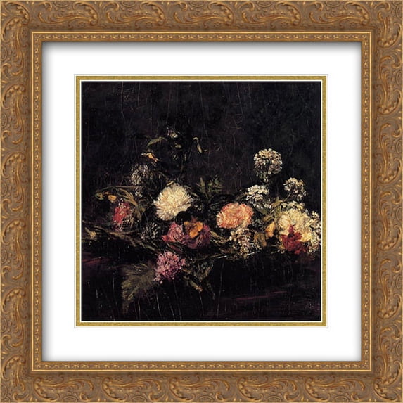 Henri Fantin Latour 2x Matted 20x20 Gold Ornate Framed Art Print 'Flowers'