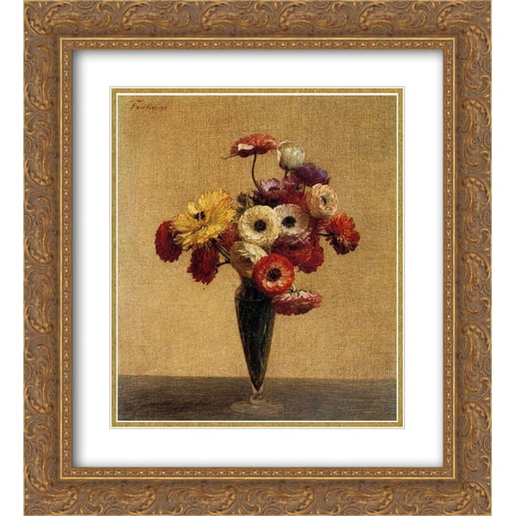 Henri Fantin Latour 2x Matted 20x24 Gold Ornate Framed Art Print 'Anemones and Buttercups'