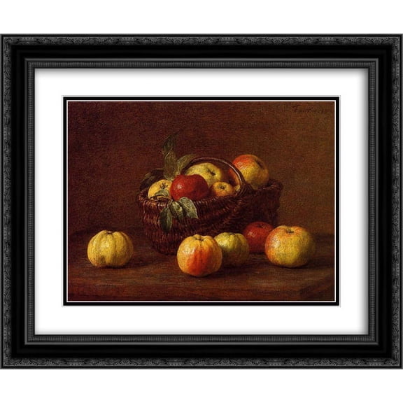Henri Fantin Latour 2x Matted 24x20 Black Ornate Framed Art Print 'Apples in a Basket on a Table'