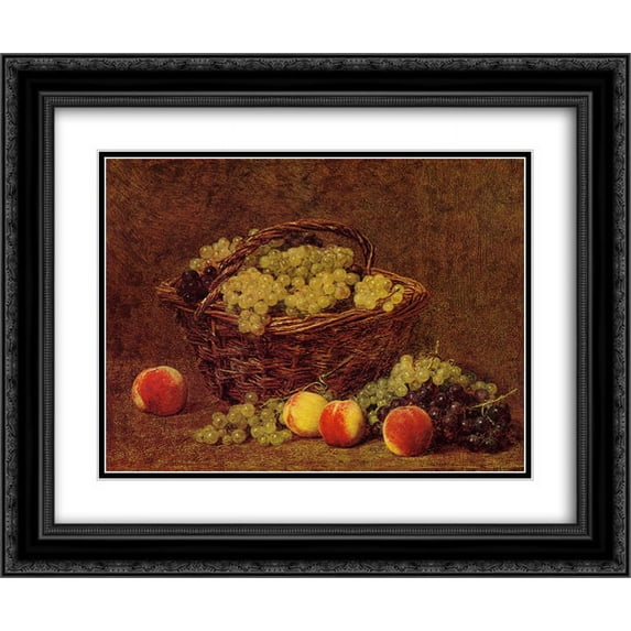 Henri Fantin Latour 2x Matted 24x20 Black Ornate Framed Art Print 'Basket of White Grapes and Peaches'