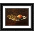 thumbnail image 1 of Henri Fantin Latour 2x Matted 24x20 Black Ornate Framed Art Print 'Still Life: Peach and Grapes', 1 of 2