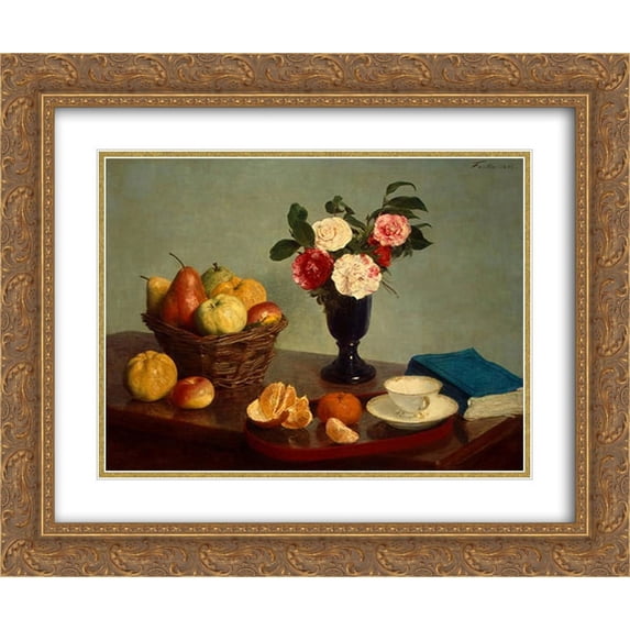 Henri Fantin Latour 2x Matted 24x20 Gold Ornate Framed Art Print 'Still Life'