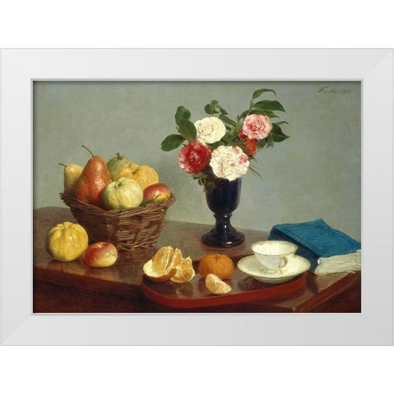 Henri, Fantin-Latour 32x24 White Modern Wood Framed Museum Art Print Titled - Still Life