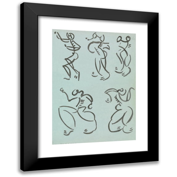 Henri Gaudier-Brzeska 11x14 Black Modern Framed Museum Art Print Titled - Five Studies of Dancing Figures (1910 - 1915)