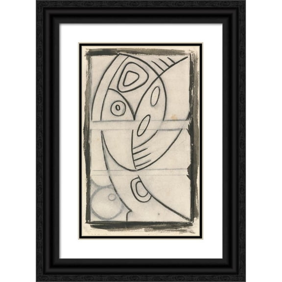 Henri Gaudier-Brzeska 11x14 Black Ornate Wood Framed Double Matted Museum Art Print Titled: Relief Design of an Abstract Female Figure (1910 - 1915)