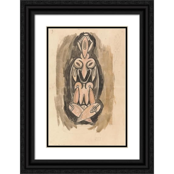 Henri Gaudier-Brzeska 11x14 Black Ornate Wood Framed Double Matted Museum Art Print Titled: Study for a Sculptural Column (1910 - 1915)