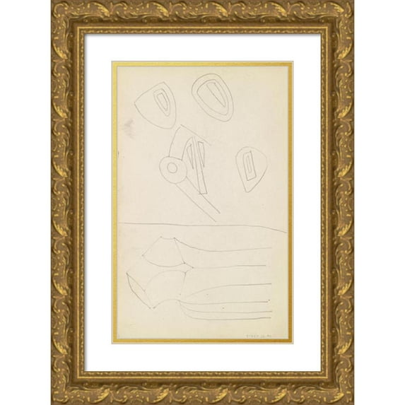 Henri Gaudier-Brzeska 11x14 Gold Ornate Wood Frame and Double Matted Museum Art Print Titled - Five Abstract Sketches (1910 - 1915)