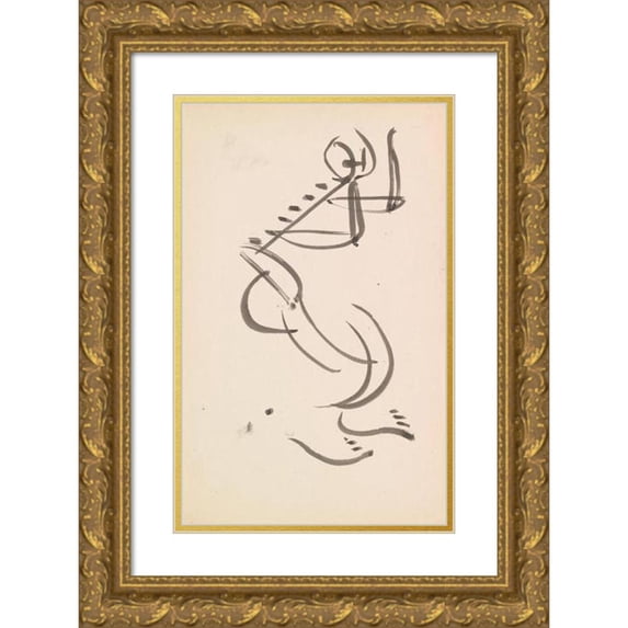 Henri Gaudier-Brzeska 13x18 Gold Ornate Wood Frame and Double Matted Museum Art Print Titled - Dancing Figure (1910 - 1915)