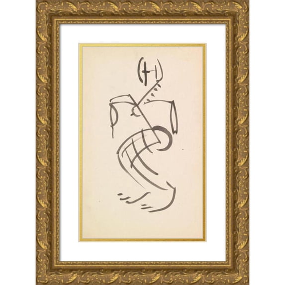 Henri Gaudier-Brzeska 13x18 Gold Ornate Wood Frame and Double Matted Museum Art Print Titled - Female Dancing Figure (1910 - 1915)