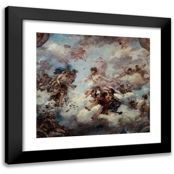 Henri Gervex 13x12 Black Modern Framed Museum Art Print Titled - France Welcoming Abundance, Ceiling Project for the Palais De L'Elysee (1907)